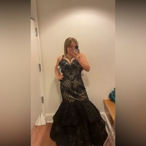 Black and Nude Prom Dress